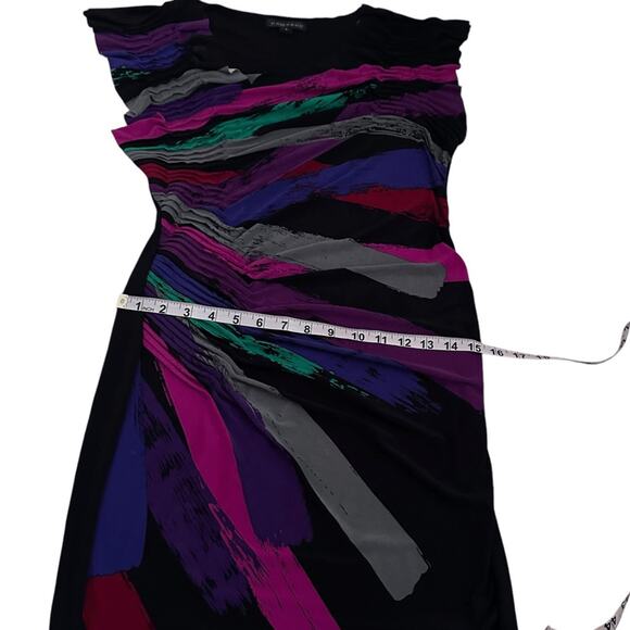 Rampage Women Large Bodycon Dress Multicolor RuchedAbstract Print Party Stretch - Picture 7 of 14